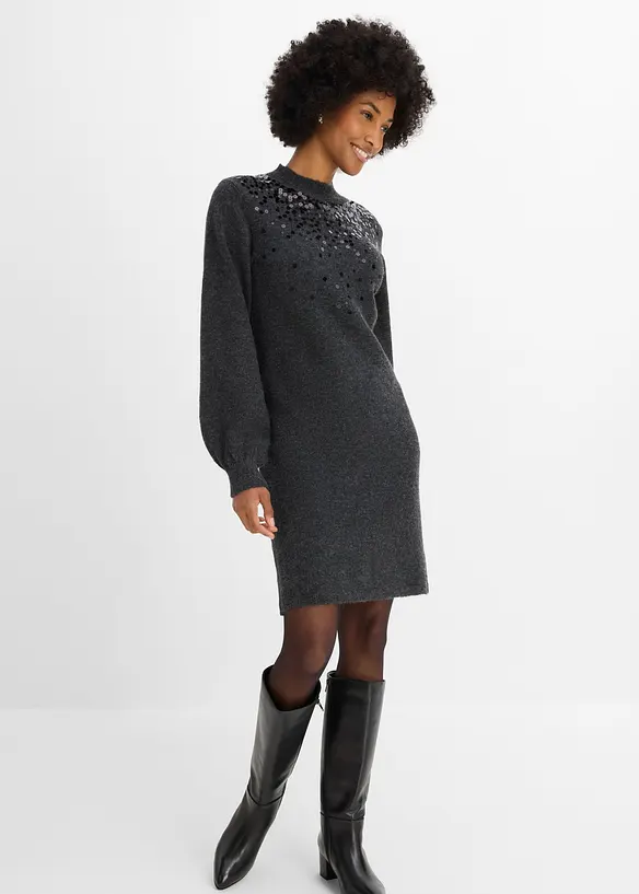 Abito in maglia con paillettes, bonprix
