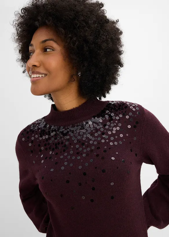 Abito in maglia con paillettes, bonprix