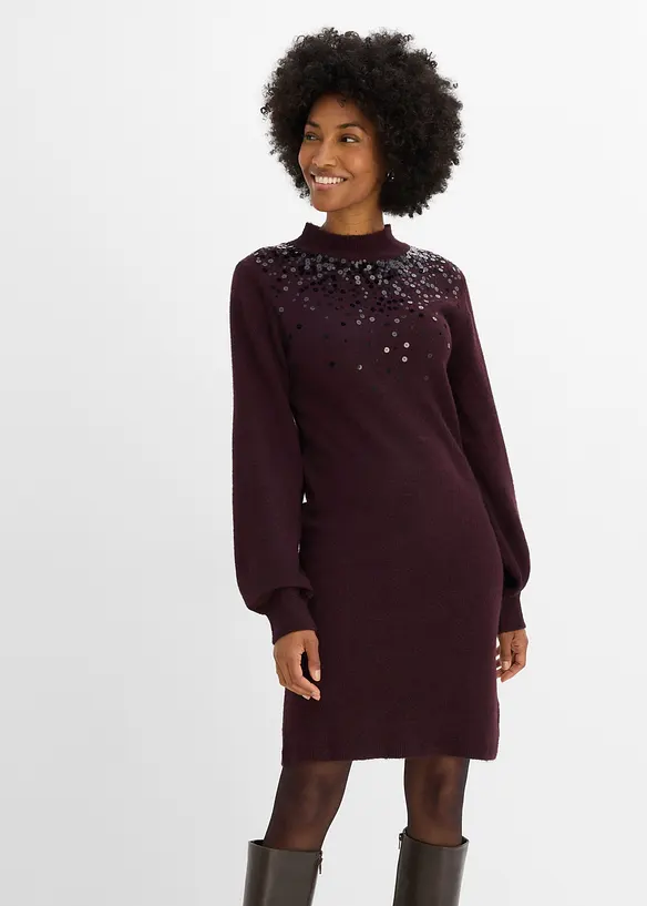 Abito in maglia con paillettes, bonprix