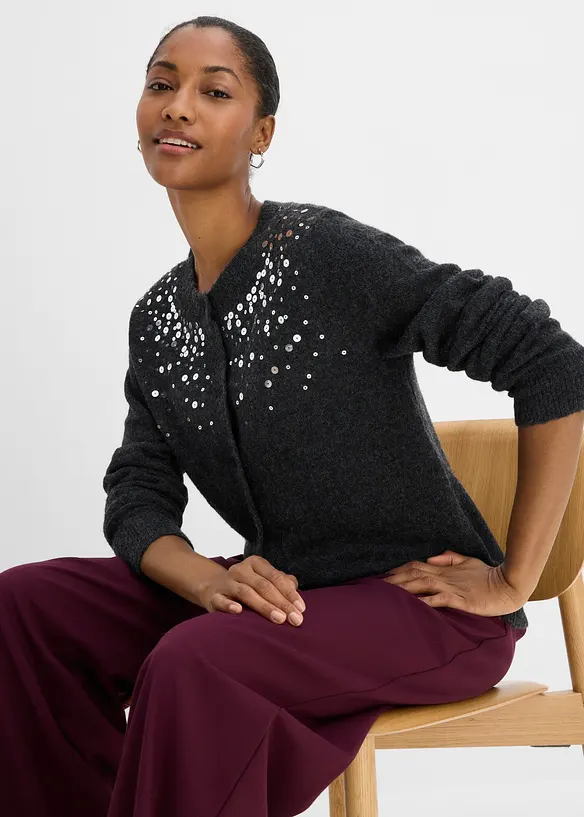 Cardigan con paillettes scintillanti, bonprix