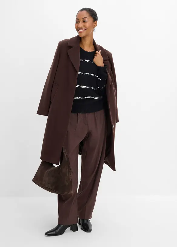 Maglione in filato fine con righe di paillettes, bonprix