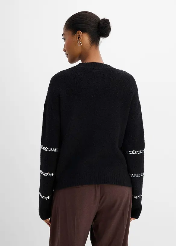 Maglione in filato fine con righe di paillettes, bonprix
