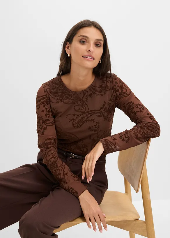 Maglia a maniche lunghe in fine mesh, bonprix