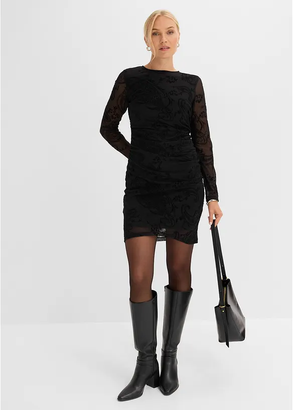 Abito in jersey e mesh fine, bonprix