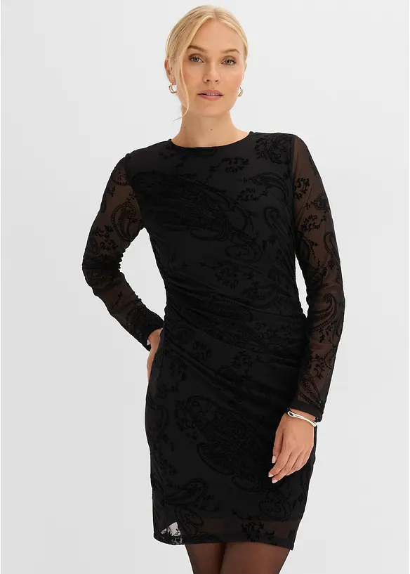 Abito in jersey e mesh fine, bonprix