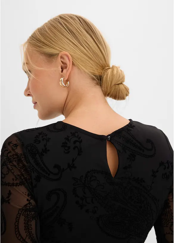 Abito in jersey e mesh fine, bonprix