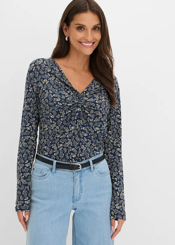Maglia a maniche lunghe con fantasia paisley allover, bonprix