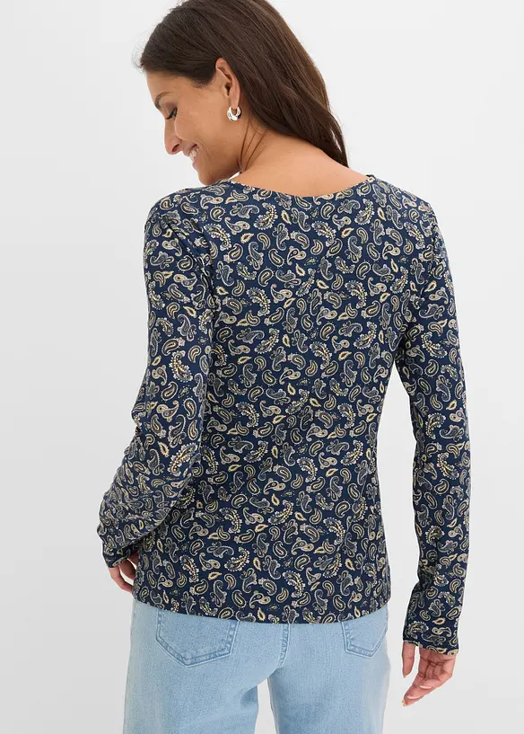 Maglia a maniche lunghe con fantasia paisley allover, bonprix