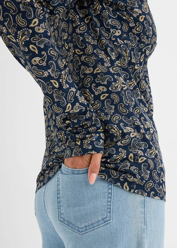 Maglia a maniche lunghe con fantasia paisley allover, bonprix