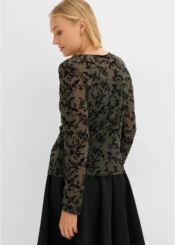 Maglia a maniche lunghe in morbido mesh, bonprix