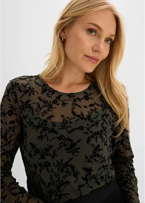 Maglia a maniche lunghe in morbido mesh, bonprix