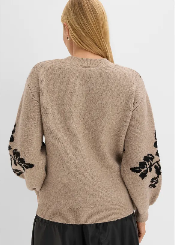 Maglione in filato fine con maniche a palloncino, bonprix
