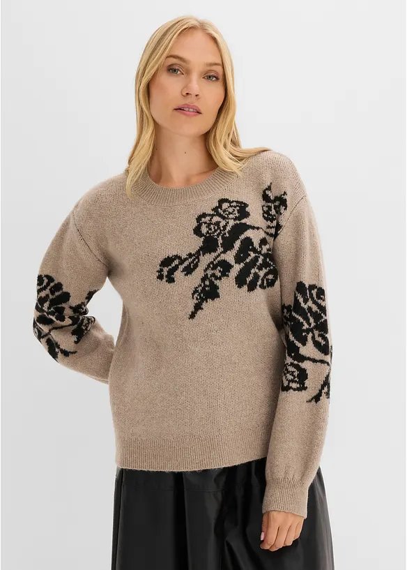 Maglione in filato fine con maniche a palloncino, bonprix