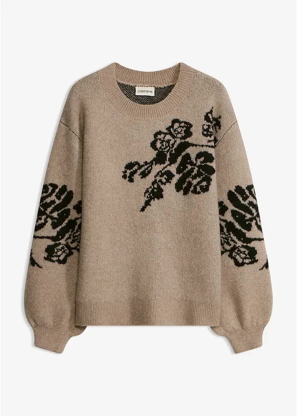 Maglione in filato fine con maniche a palloncino, bonprix