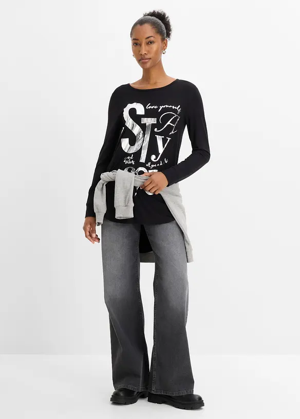 Maglia a maniche lunghe in misto viscosa fluido, bonprix