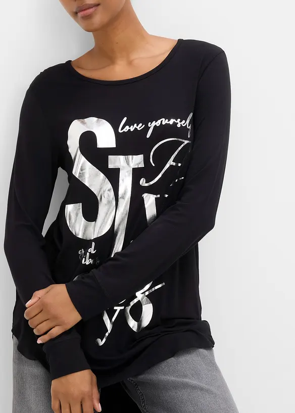 Maglia a maniche lunghe in misto viscosa fluido, bonprix
