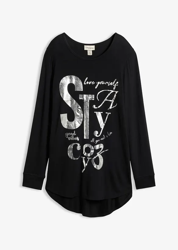 Maglia a maniche lunghe in misto viscosa fluido, bonprix