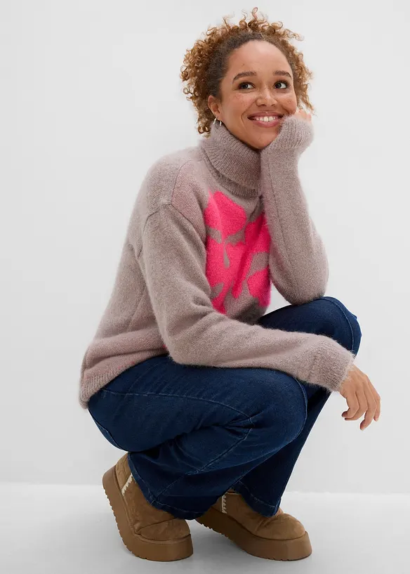 Maglione a collo alto ampio, bonprix