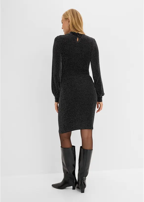 Abito di jersey con arricciature laterali ed effetto glitterato, bonprix