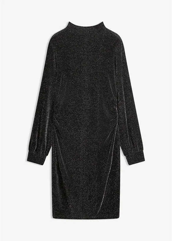 Abito di jersey con arricciature laterali ed effetto glitterato, bonprix