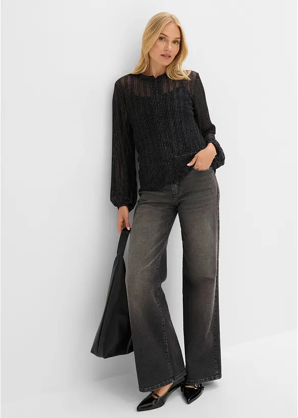 Blusa con effetto plissettato luccicante, bonprix