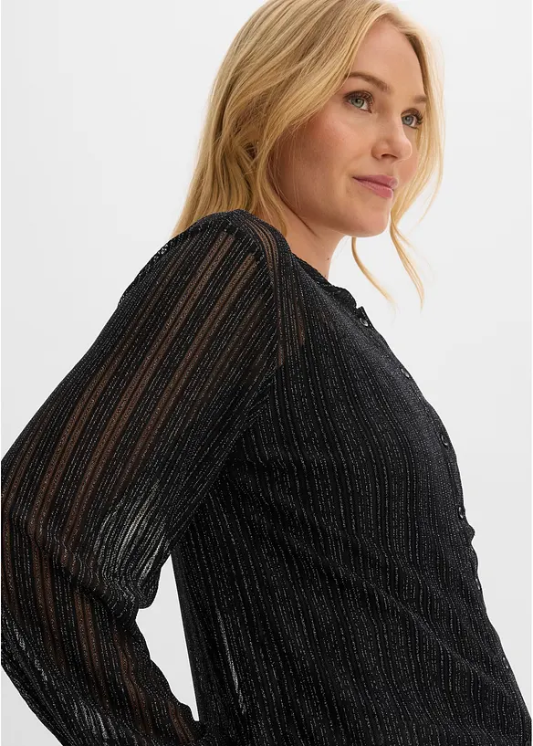 Blusa con effetto plissettato luccicante, bonprix