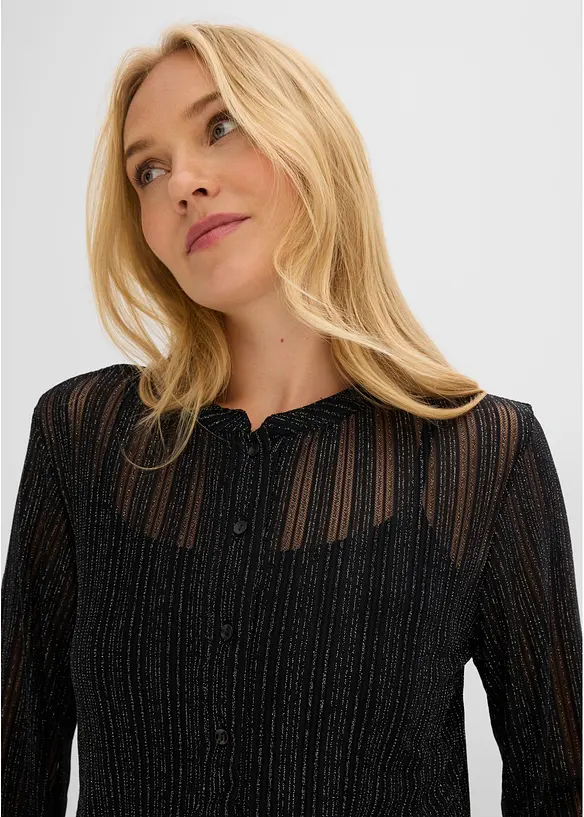 Blusa con effetto plissettato luccicante, bonprix