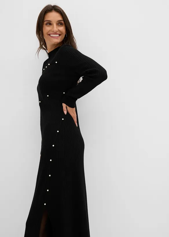 Abito in maglia con perle, bonprix