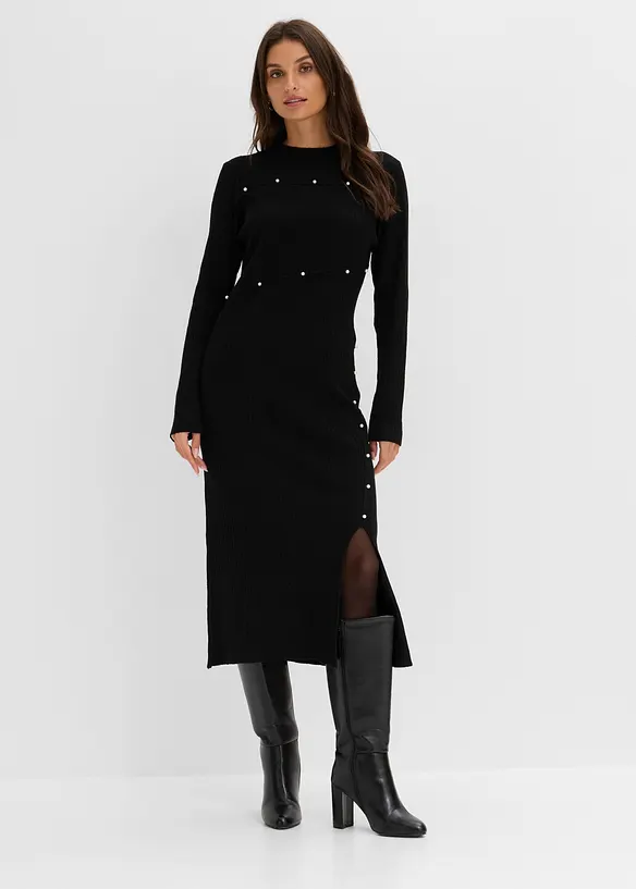 Abito in maglia con perle, bonprix