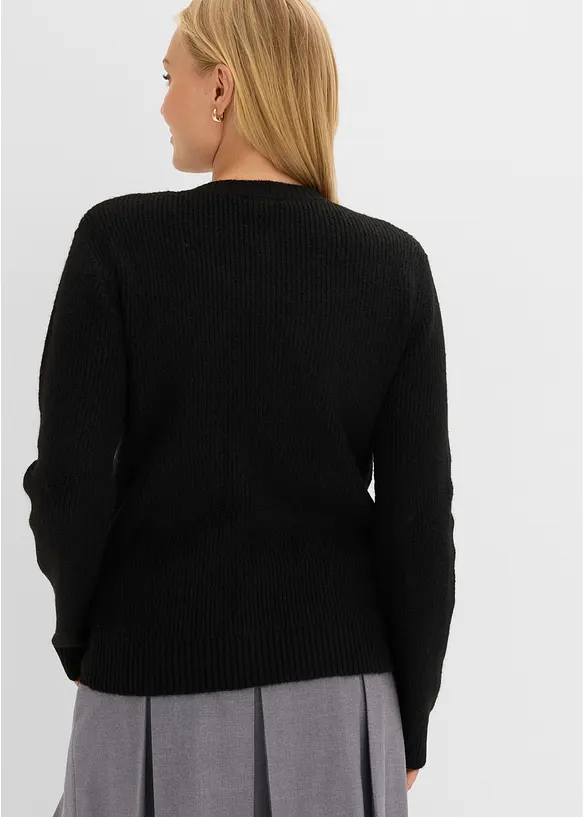 Cardigan in maglia fine con fiocchetti, bonprix