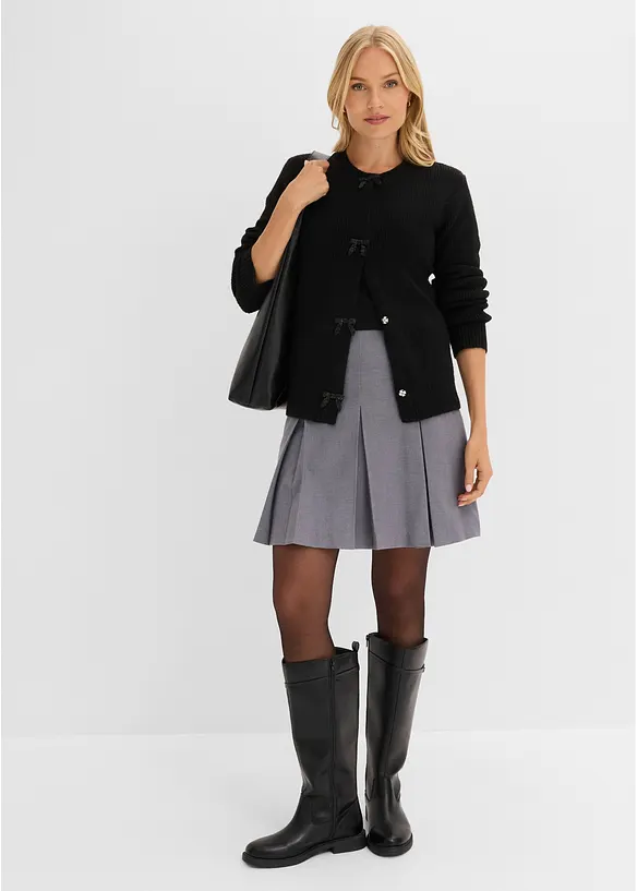 Cardigan in maglia fine con fiocchetti, bonprix