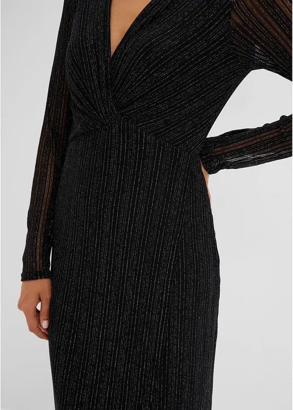 Abito in jersey glitterato con effetto incrociato, bonprix