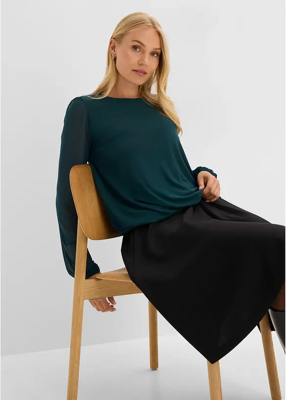 Maglia a maniche lunghe in morbido mesh, bonprix
