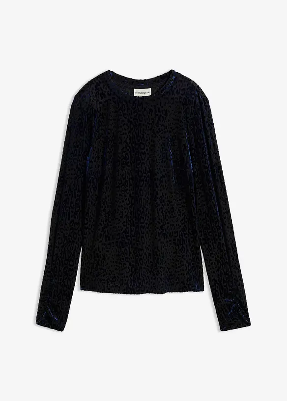 Maglia in velluto devor&eacute; a maniche lunghe, bonprix
