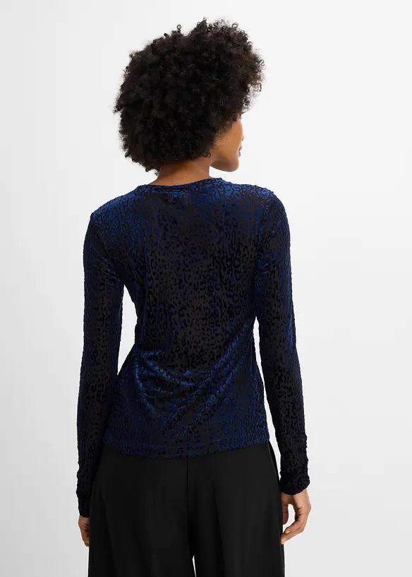Maglia in velluto devor&eacute; a maniche lunghe, bonprix