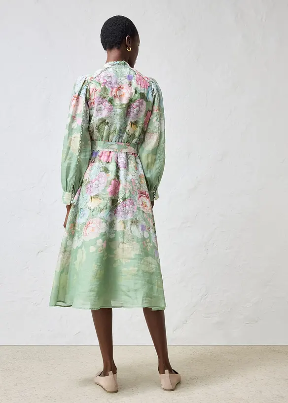 Abito midi in rami&egrave; con cintura, bonprix