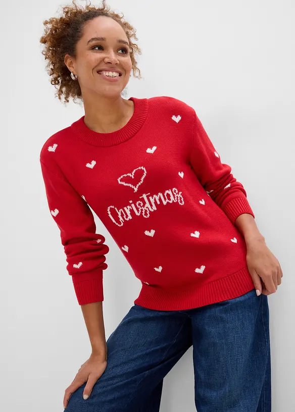 Maglione girocollo in misto cotone, bonprix