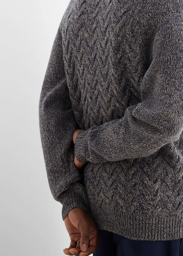 Maglione con collo alto e zip in misto lana, bonprix