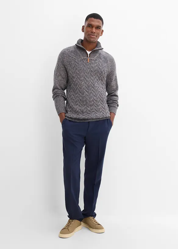 Maglione con collo alto e zip in misto lana, bonprix