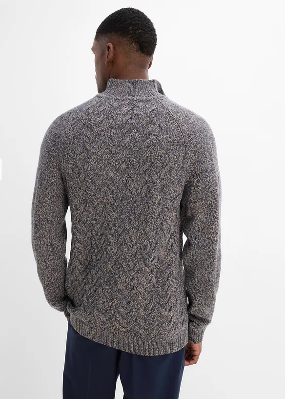 Maglione con collo alto e zip in misto lana, bonprix