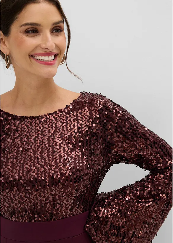 Abito midi con paillettes, bonprix