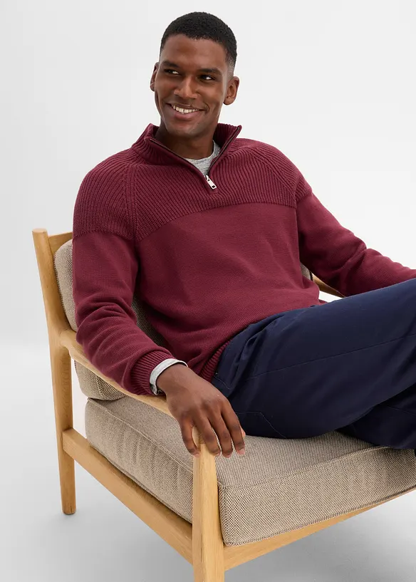 Maglione con collo alto e zip, regular fit, bonprix