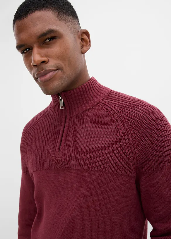 Maglione con collo alto e zip, regular fit, bonprix