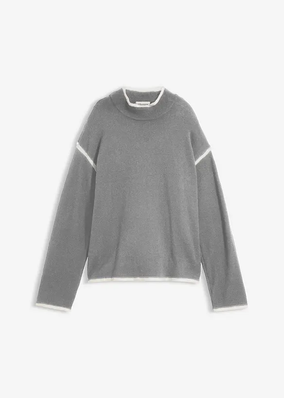 Maglione a collo alto in misto cotone, bonprix
