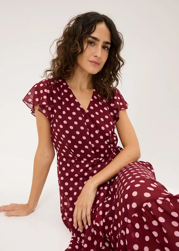 Abito di chiffon con volant, bonprix