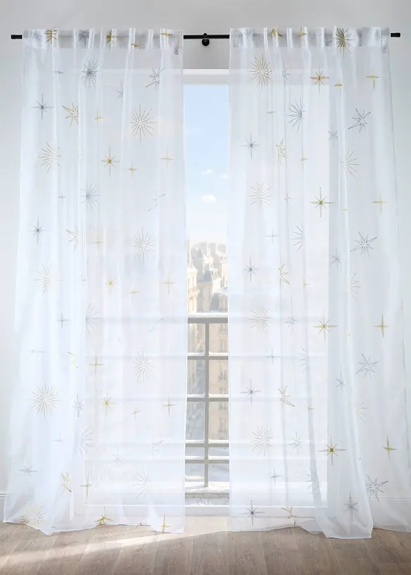 Tenda trasparente con ricami lucidi (pacco da 1), bonprix