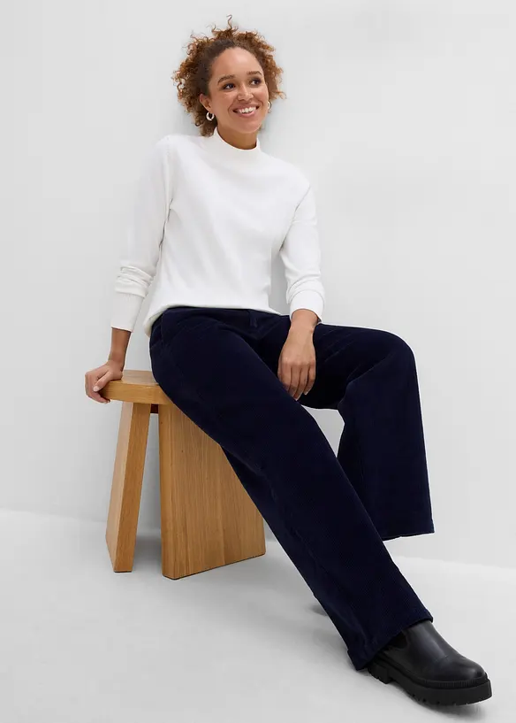 Pantaloni in velluto a coste di misto cotone elasticizzato, bonprix