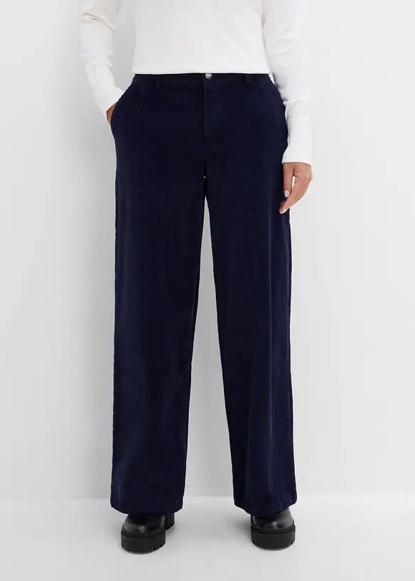 Pantaloni in velluto a coste di misto cotone elasticizzato, bonprix