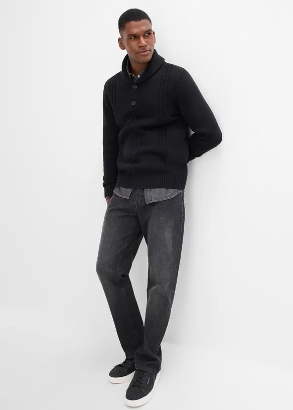Maglione in filato grosso con collo a scialle, bonprix