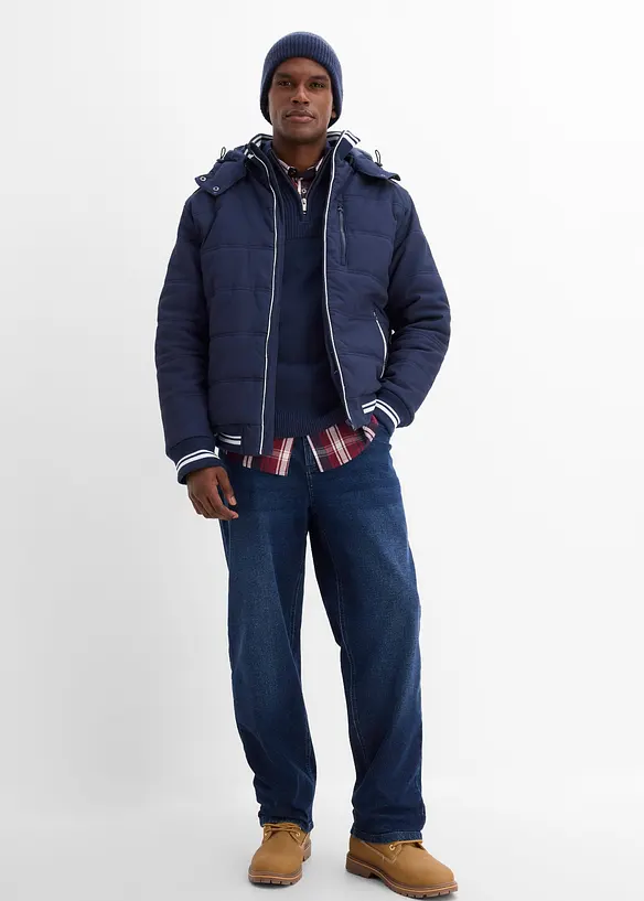 Giacca trapuntata stile bomber con cappuccio staccabile, bonprix